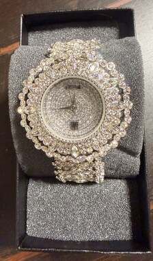 Victoria Wieck Beverly Hills B7873 Crystal Encrusted Silver Tone Bracelet Watch